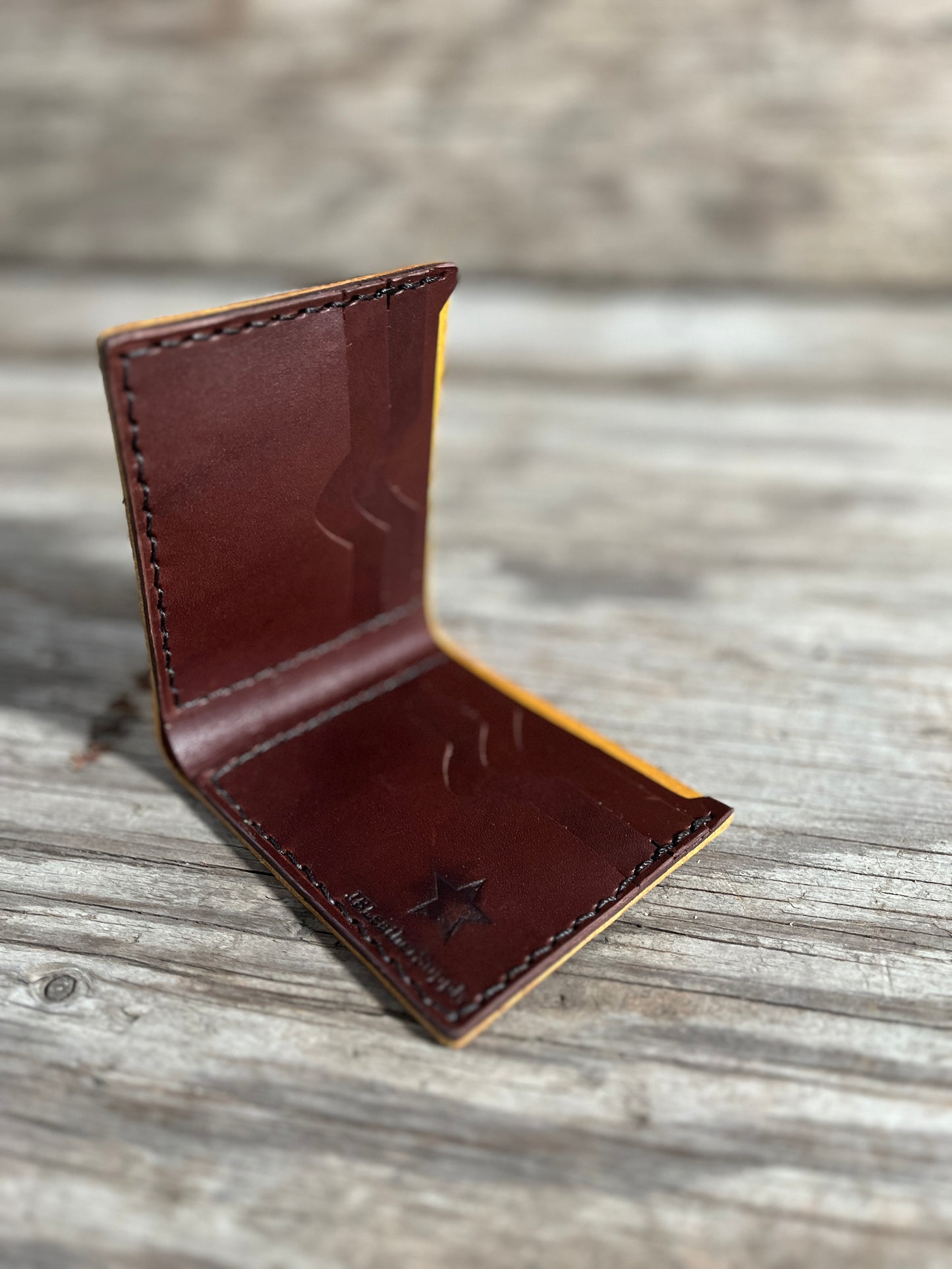 Handmade Leather Bifold Wallet-Brown and Thistle Patterned Iconic