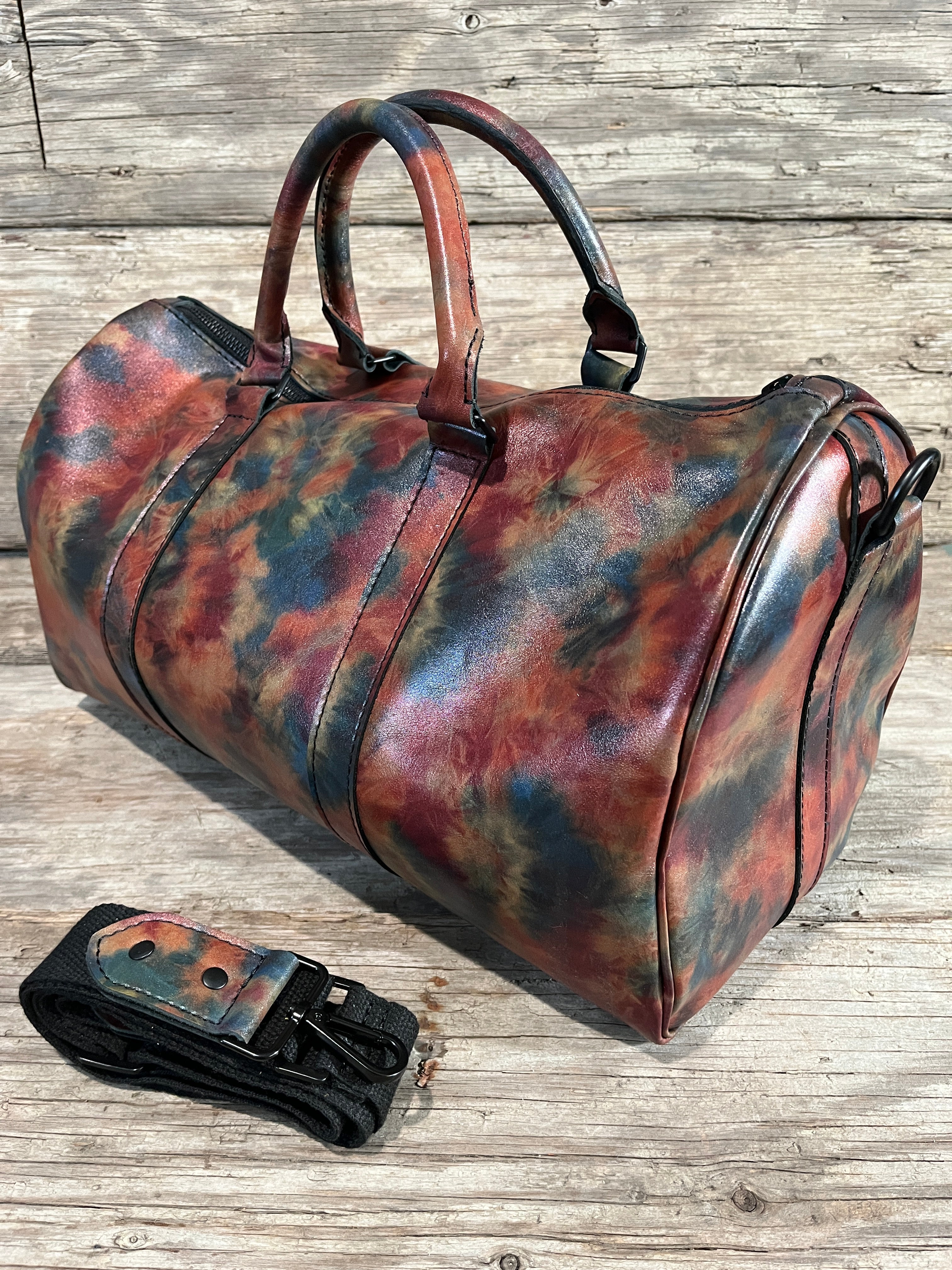 Carry on Luggage Handmade Leather Bags Classic Keeper Tie Dye