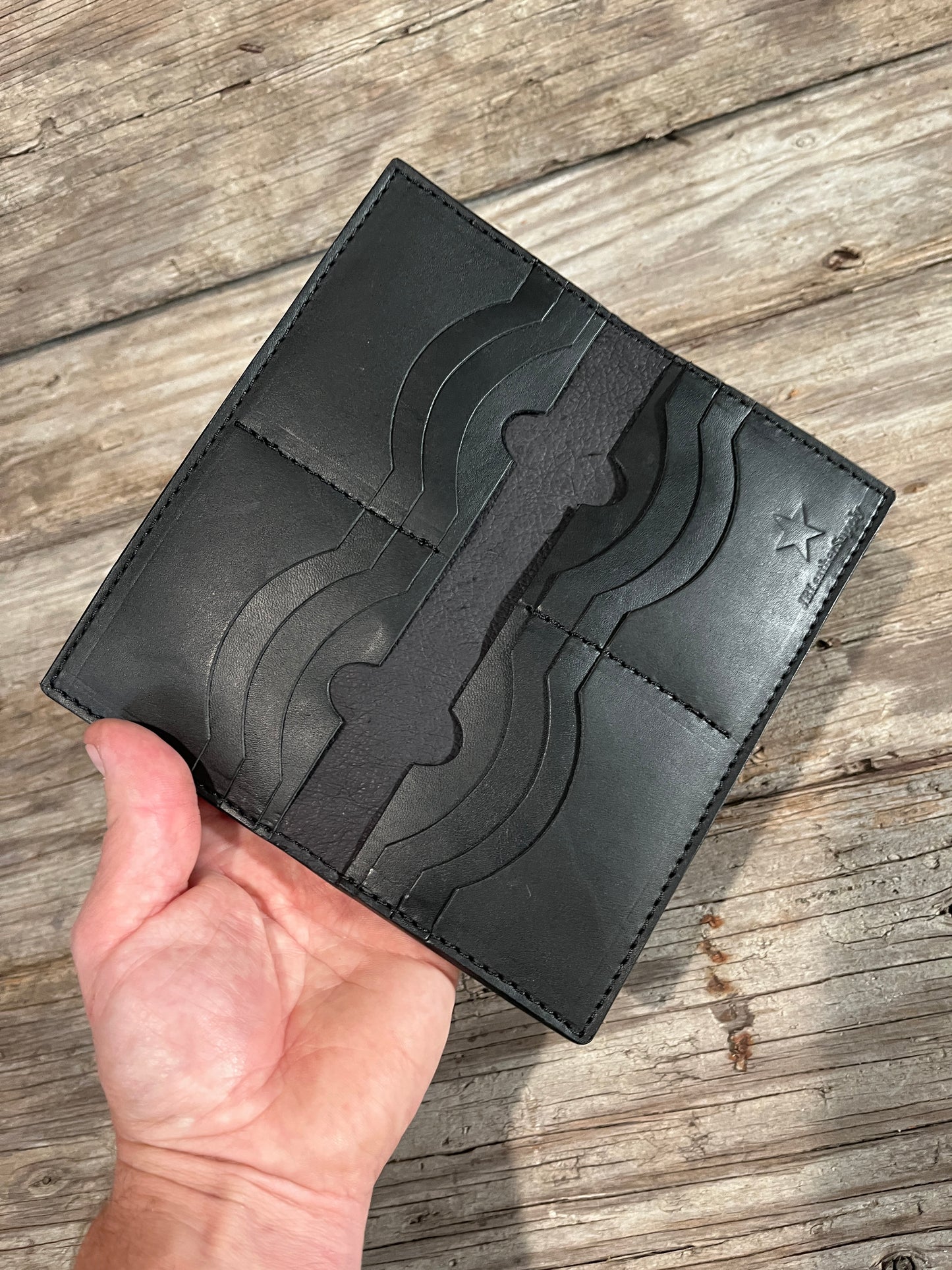 Handmade Leather Wallets, Long Wallet-Black Croc