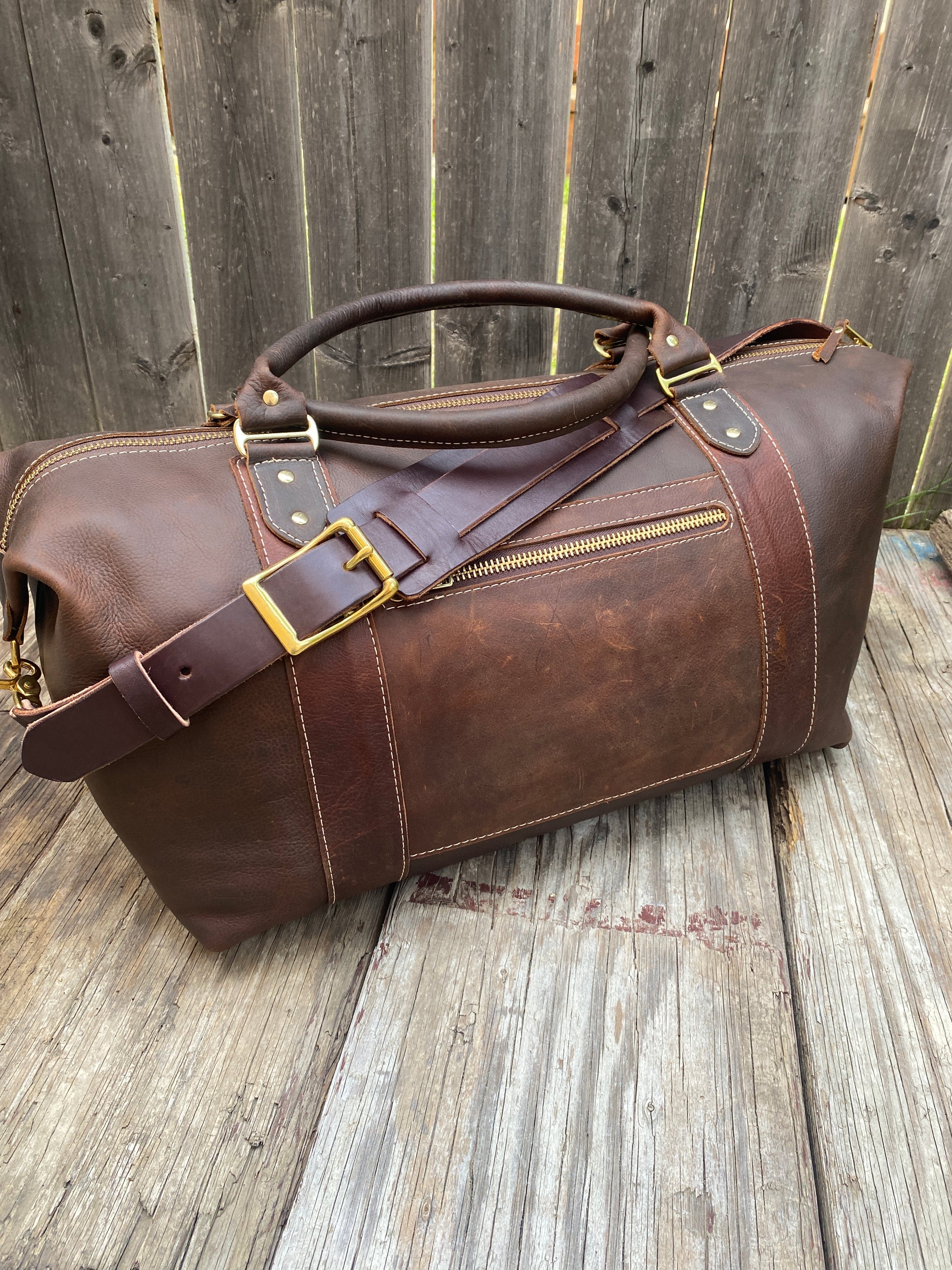 Carry on Luggage - Handmade Leather Bags, Large Weekender-Brown Pebble ...